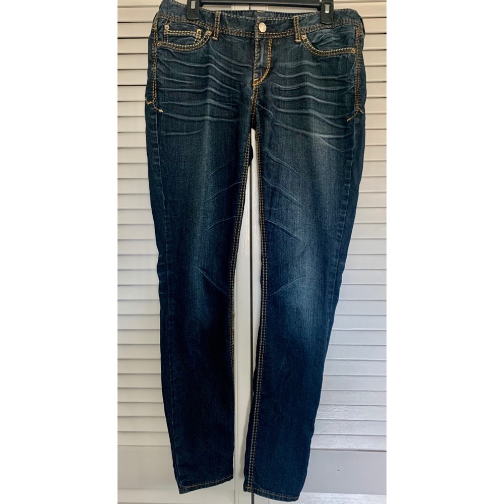 Dark Blue Express Jeans with Gold Stitching